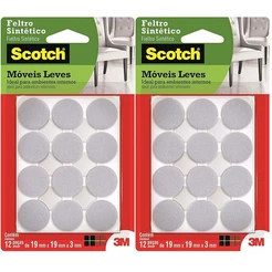Kit com 24 Feltro Adesivo Cadeira Redondo P 19MM SCOTCH 3M