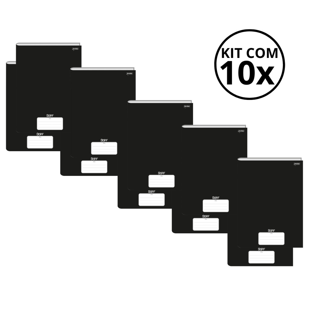 Kit Com 10 Caderno Brochura 80 Fls Pautado Capa Dura - Stiff KITS:KIT 03
