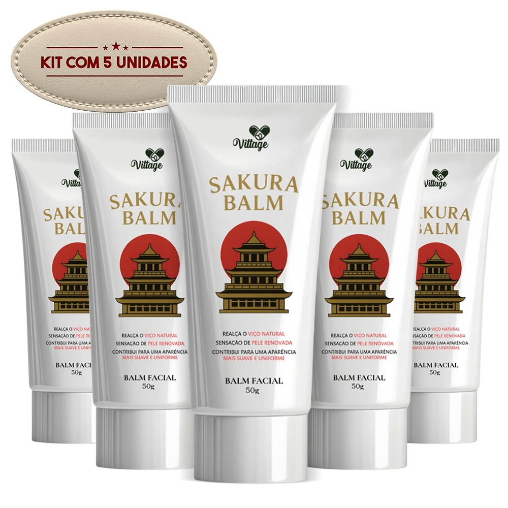Combo 5x Balm Facial Sakura Balm – Vittage | Pele Suave, Lisa e Hidratada em Oferta na Shopee