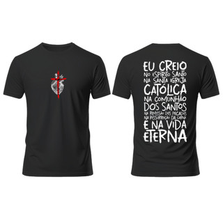 Camisa Camiseta camisa Camiseta camisa catolica estampada oração credo estampado costas INFANTIL E ADULTO T-shirt Algodã