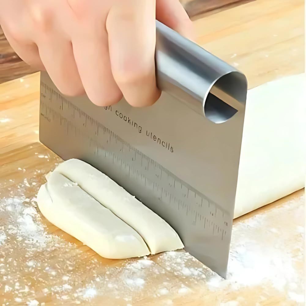 Kit 2 Raspador Espátula Em Inox Prática De Massa Com Cabo Tubular 15 cm Inoxidável Multiuso para Cozinha com Régua
