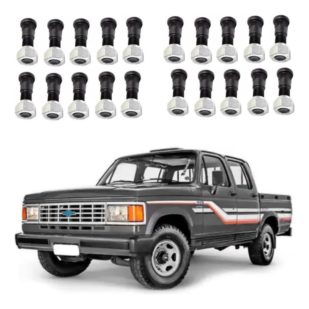 Kit 20 Parafuso Porca Roda Dianteiro Traseiro Silverado