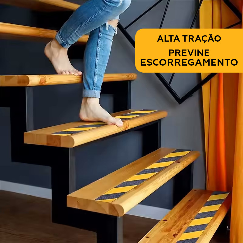 Fita Antiderrapante Zebrada 5M Preta e Amarela para Pisos e Escadas em Oferta na Shopee