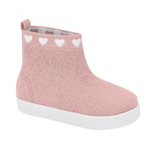 Bota Molekinha 2118.573 Knit Infantil Rosa slim