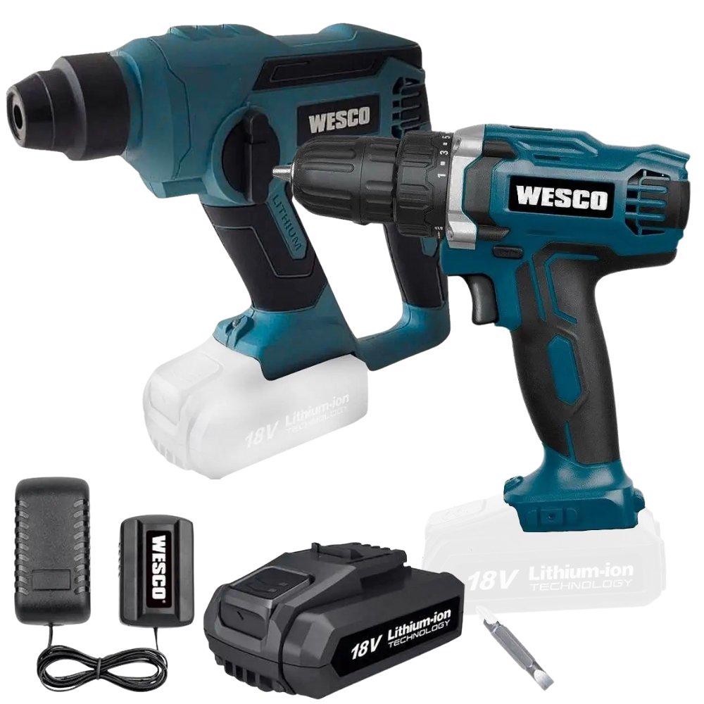Parafusadeira e Furadeira 18V com Bateria e Carregador Martelete Plus 18V WS2990.9 WESCO