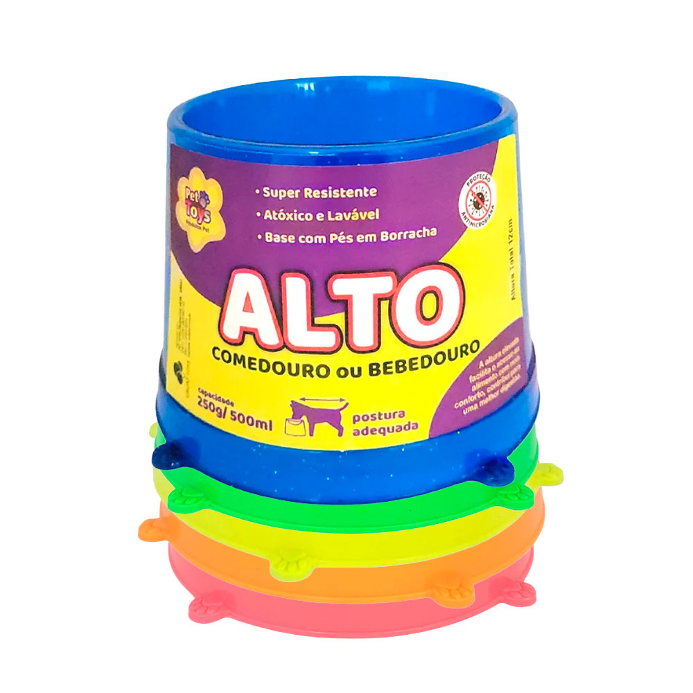 Comedouro ou Bebedouro Alto Pet Toys 250g/500ml - Varias Cores Disponíveis em Oferta na Shopee