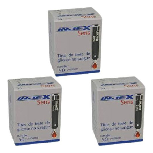 Kit 3 Cxs Tira Controle De Glicemia Injex Sens Total 150 Cor Cinza-escuro