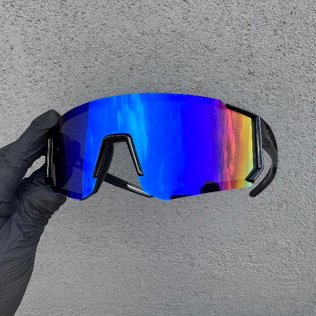 Óculos Esportivos de Quadro Grande com Lentes Espelhadas e Formato Envolvente para Homens, Adequado para Viagens ao Ar L