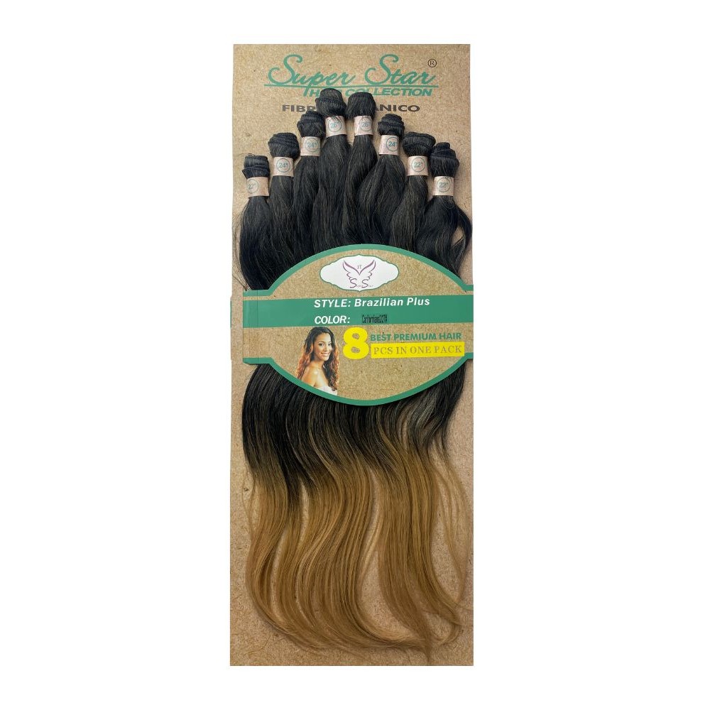 Cabelo Orgânico Brazilian Plus Liso Ondulado Super Star 320g 8 Peças 65cm Entrelaçamento Tela
