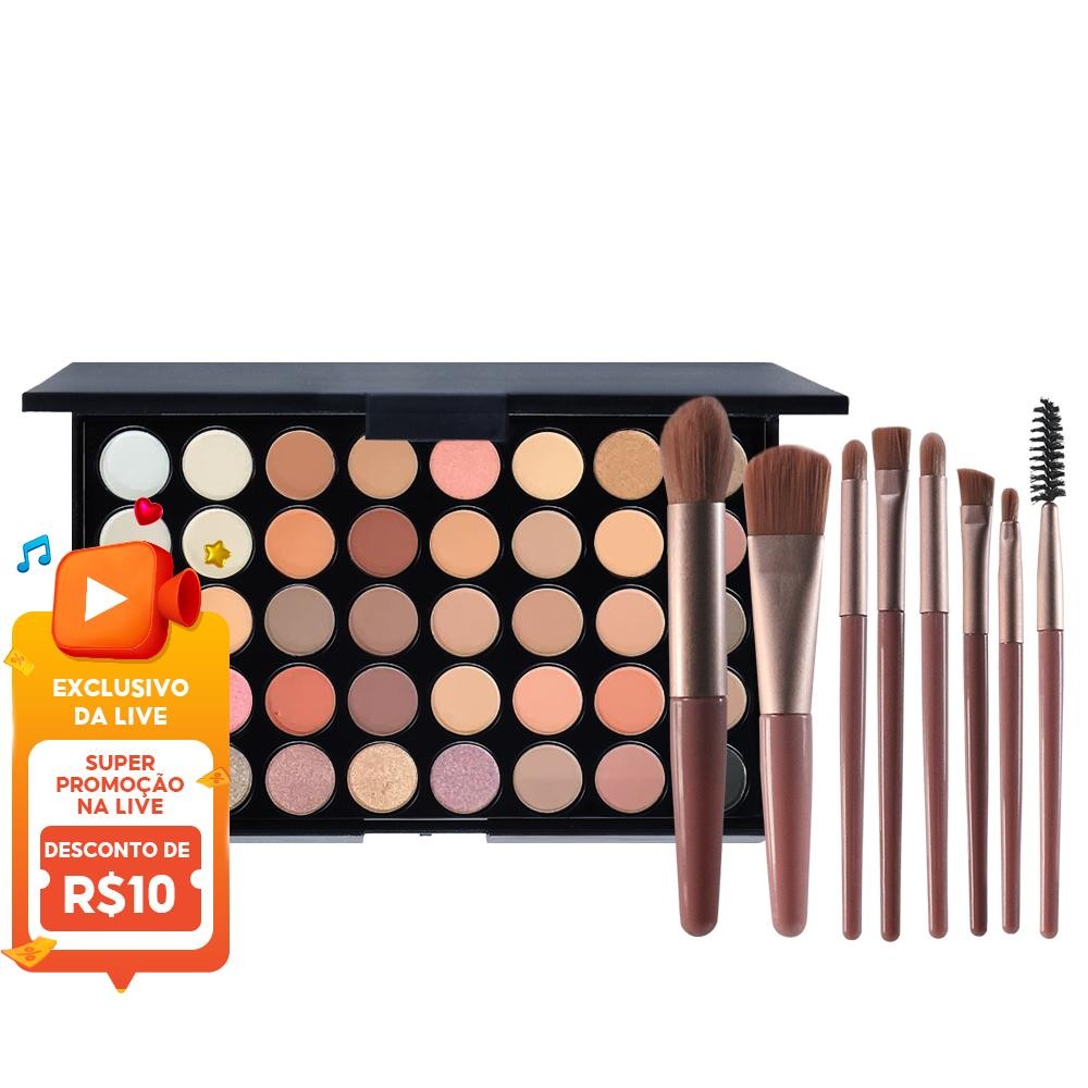 Paleta de Sombras com 40 Cores - Acabamento Matte e Shimmer, Alta Pigmentação, Efeito Esfu...