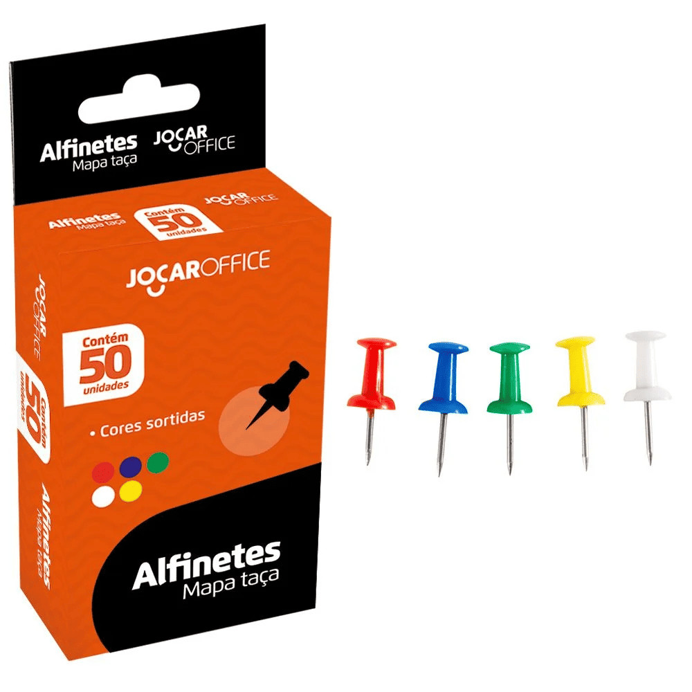 ALFINETE PARA MAPA TAÇA JOCAR - CAIXA COM 50 UNIDADES - CORES SORTIDAS