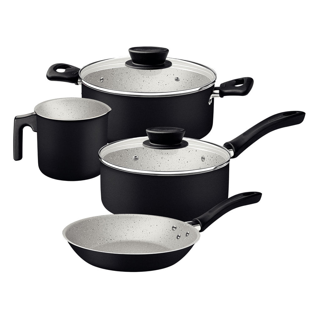 Jogo de Panelas Antiaderente Linz Tramontina Preto 4Pçs - Home & Living
