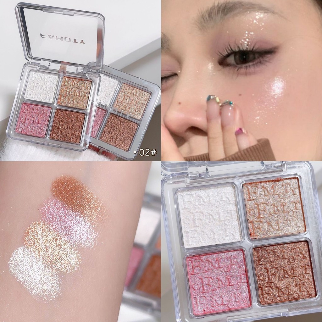 Paleta De Pó Iluminador FAMOTY-Marcador De Contorno De Cor Champanhe-À Prova D'água De Longa Duração-4 Cores Diamond Br 