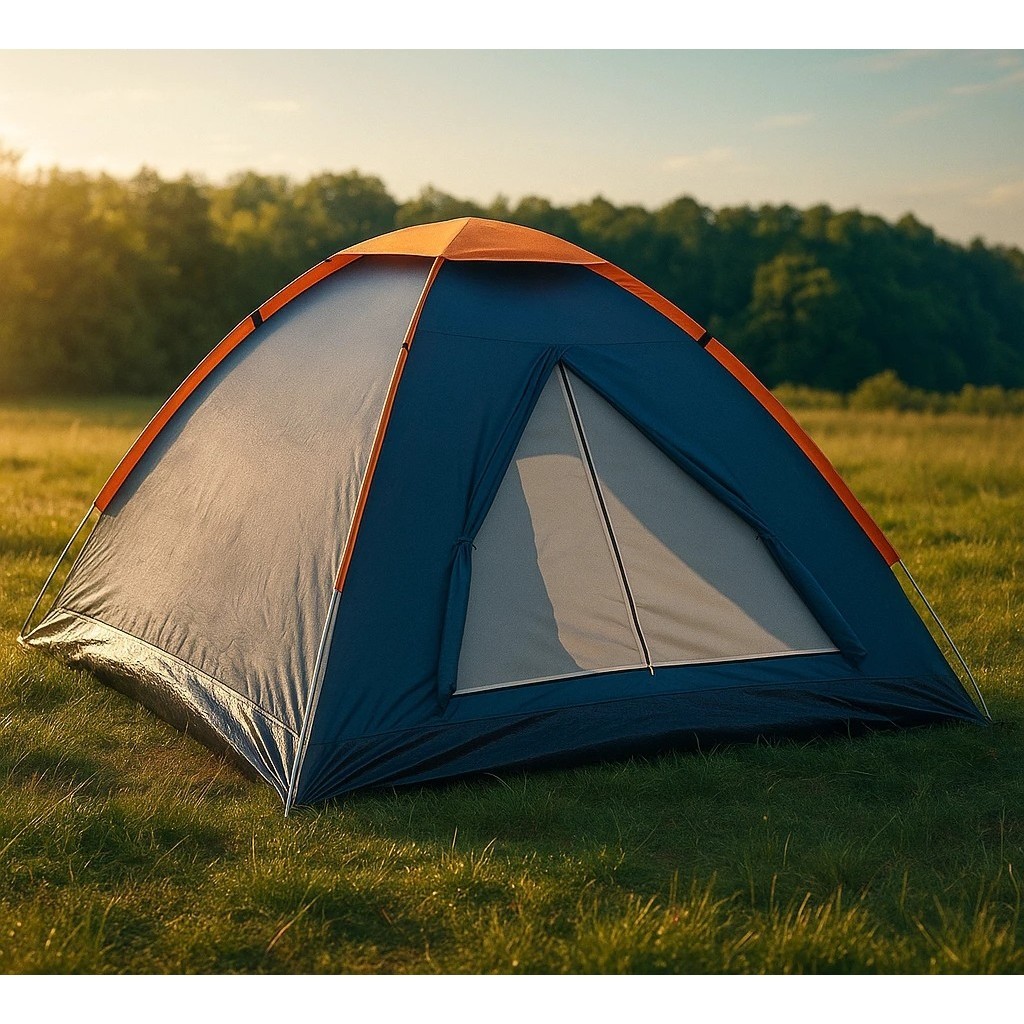 Barraca Iglu Panda 3 Pessoas Azul Poliéster Sobreteto Antifúngico Mosquiteiro Proteção Acampamento