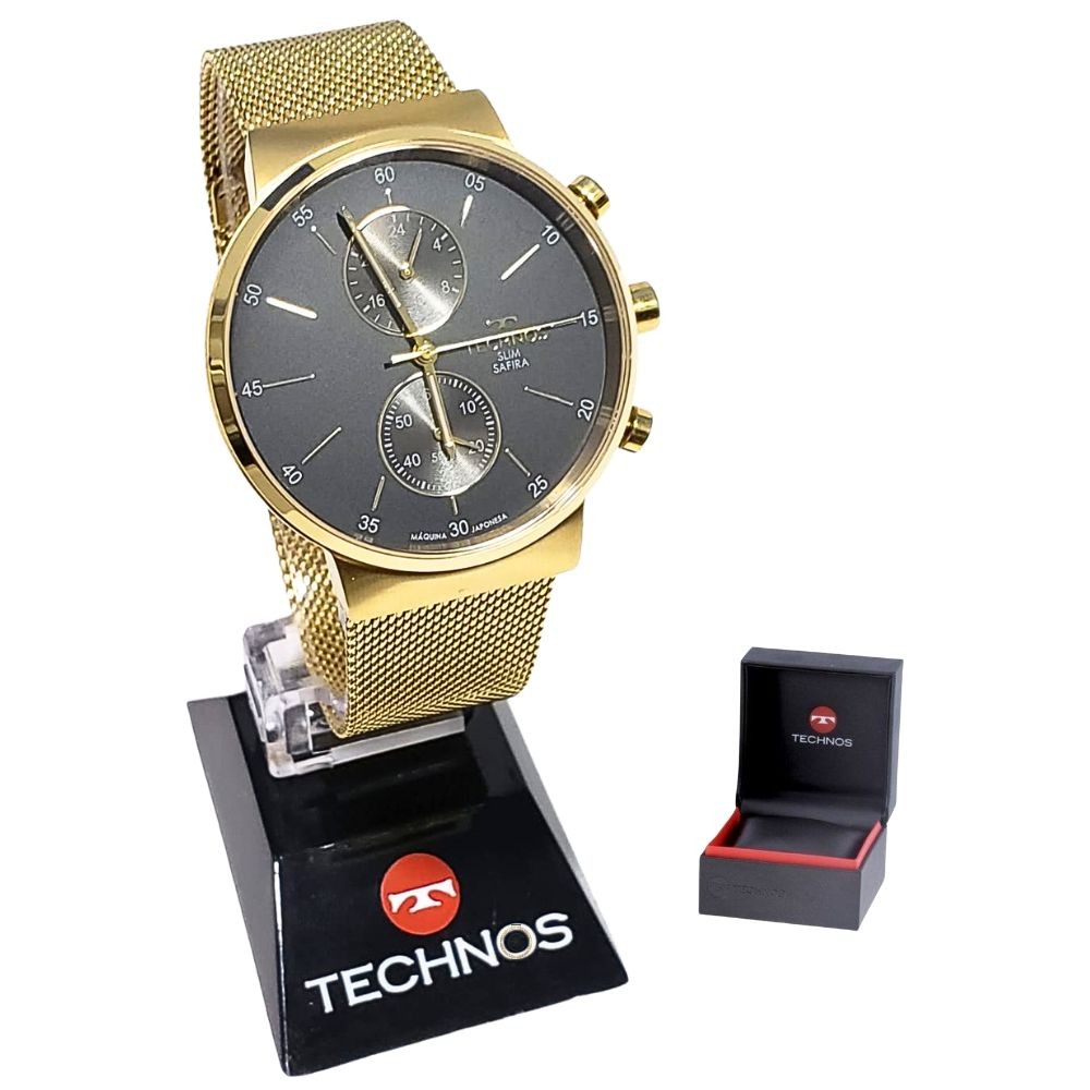 Relógio Technos Masculino Analógico Slim Dourado VD36AA/1P em Oferta na Shopee