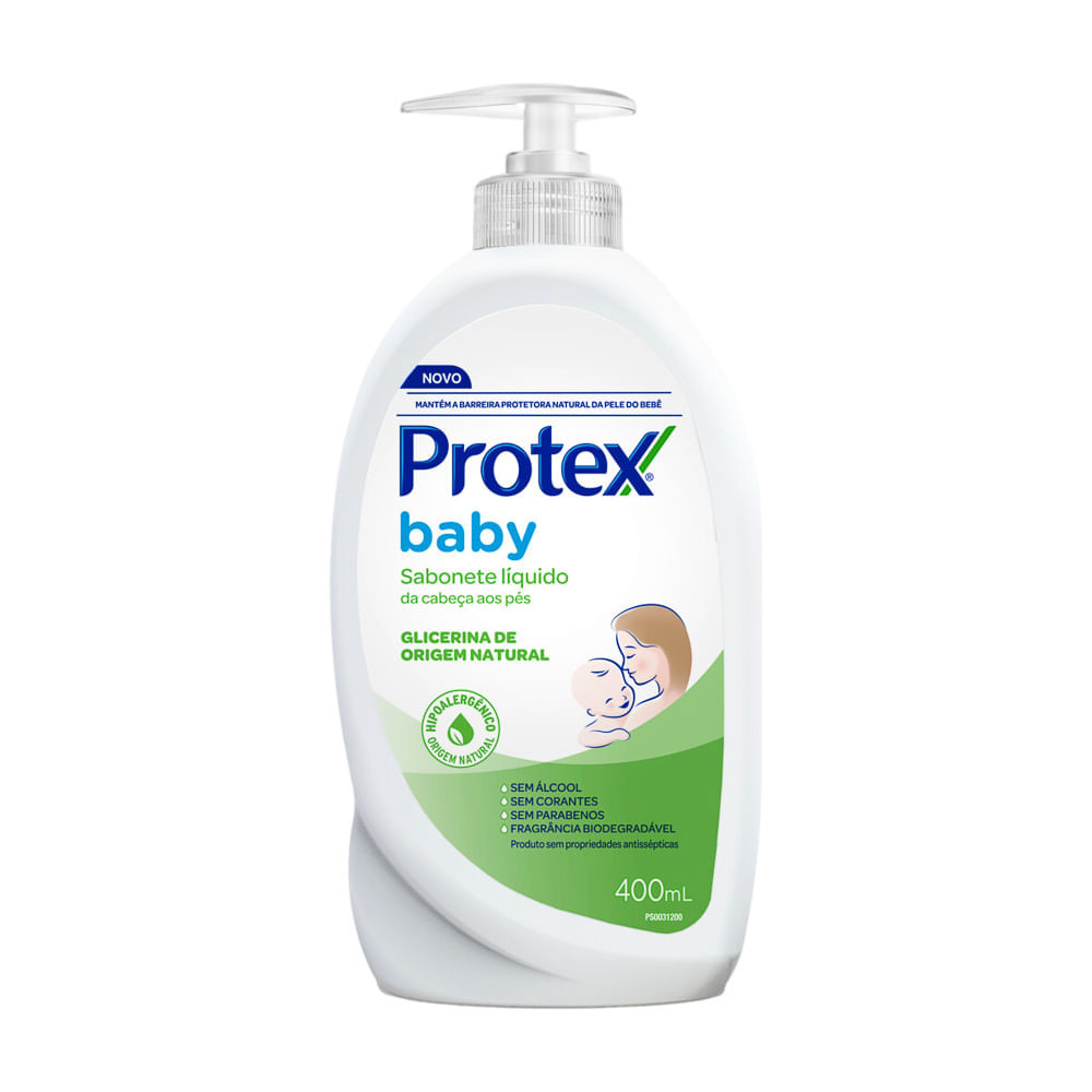 Sabonete Líquido Protex Baby Glicerina Natural da Cabeça aos Pés 400ml - Mom & Baby