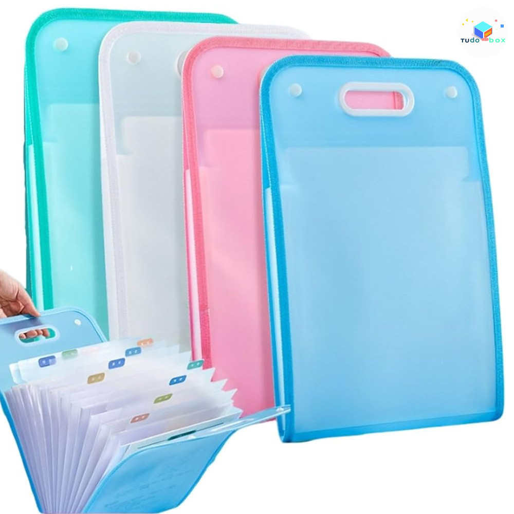 Pasta Sanfonada com 12 Divisórias, Prancheta A4 para Escritório e Escola em Oferta na Shopee