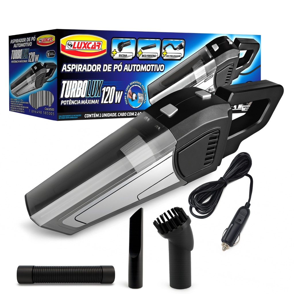 Aspirador Automotivo 12v 120 Remove Sujeiras Poeiras e Pelos