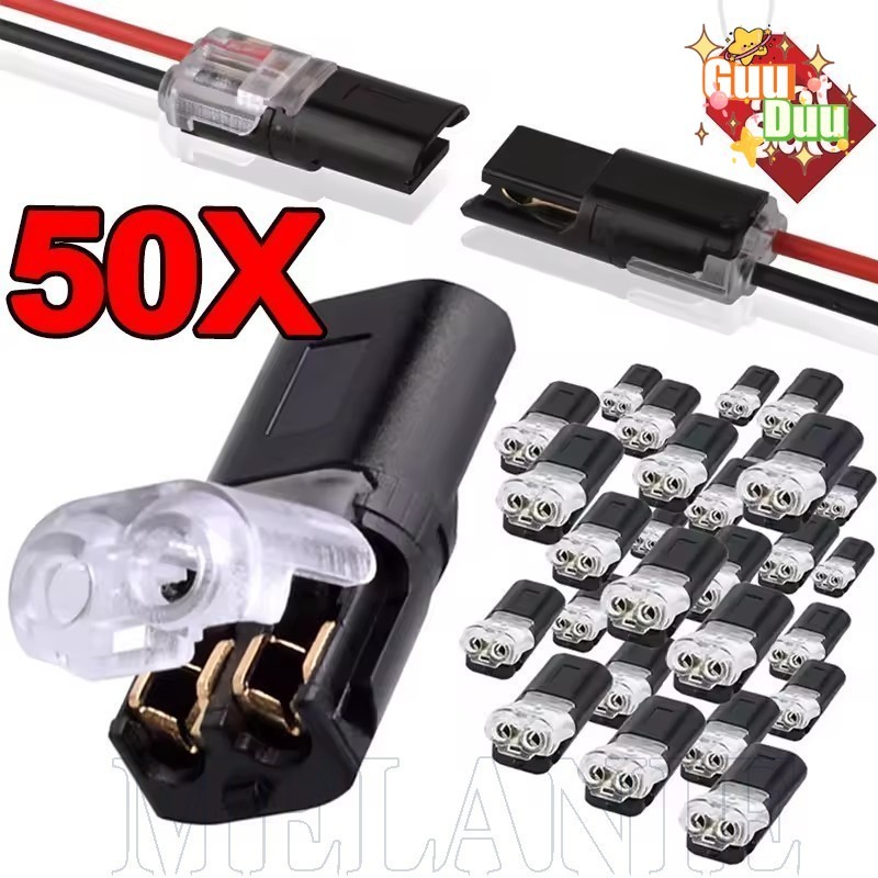 [Guudu] Plugue De 2 Pinos De 50-10 Unidades-Cabo De Fio Universal Para Carro-Terminal De Tira De Conector Elétrico-À Pro