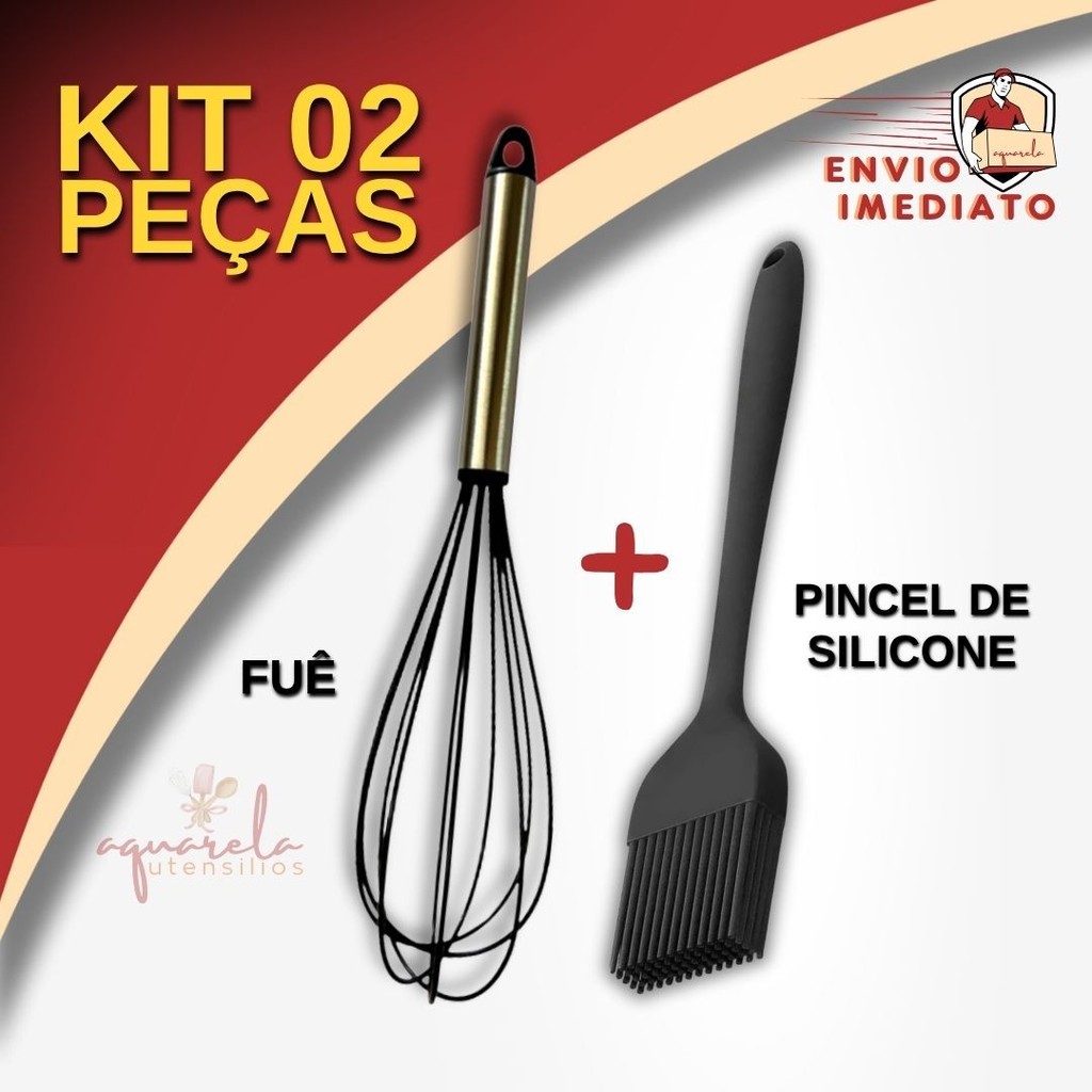 Kit 2 PÇS Fouet + Pincel Culinário Batedor de Ovos Fout Pincel para Untar Confeitaria