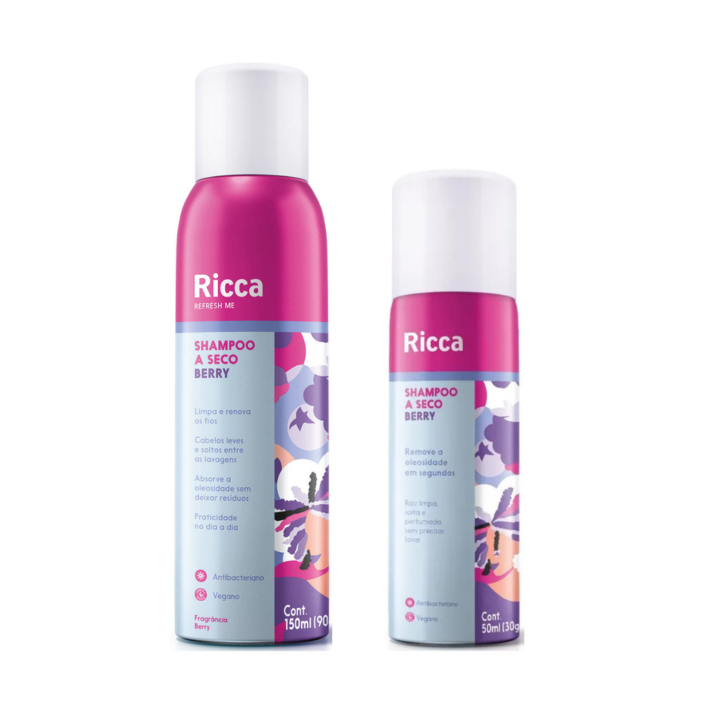 Kit com 2 Shampoo A Seco Berries Ricca 150ml e 50ml