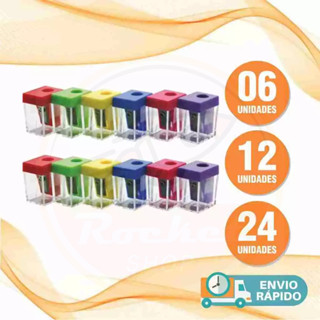 Apontador Com Depósito Colorido Kit 06 a 24 Unidades Masterprint em Oferta na Shopee