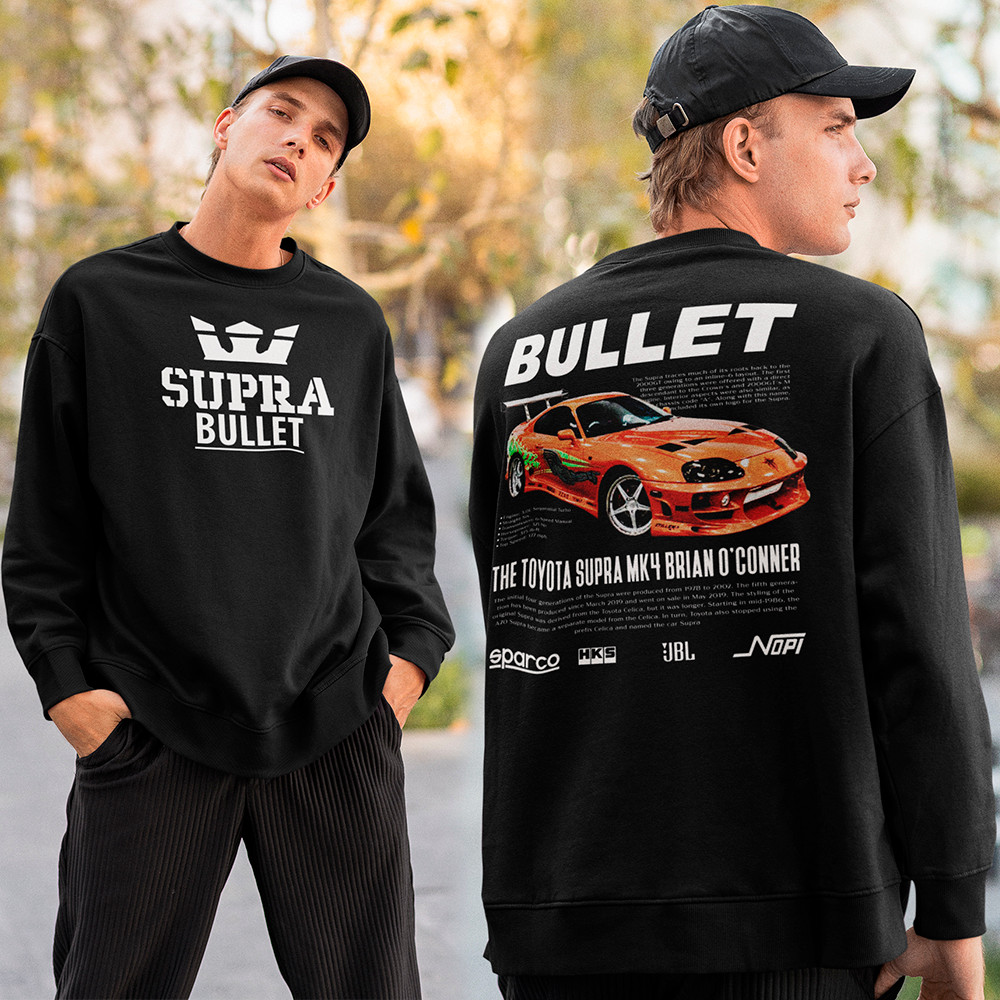 Moletom Toyota Supra MK4 Bullet Brian O'Conner Velozes E Furiosos Blusa De Frio Gola Careca Algodão