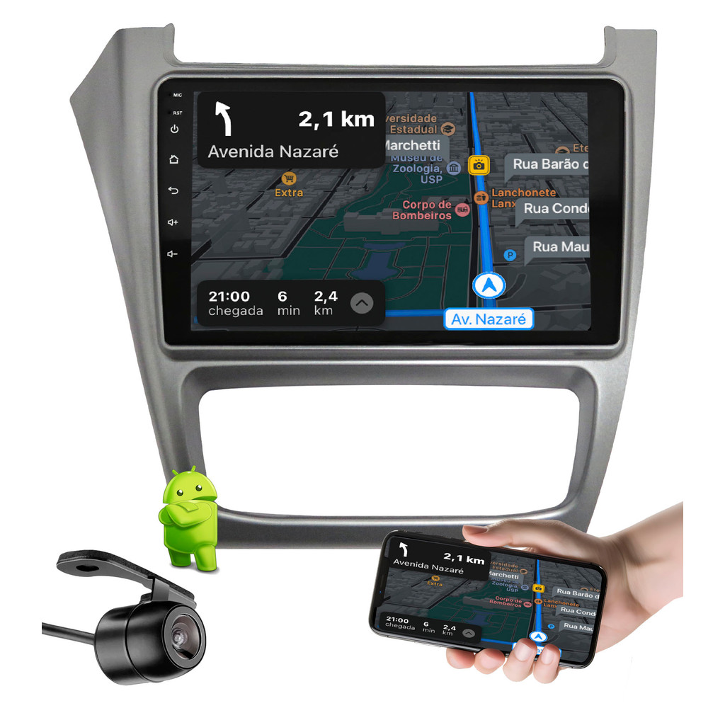 Multimídia Android 9" Fox Space Fox CrossFox 2014 a 2020 Android Auto CarPlay + Câmera Ré