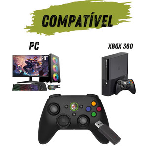 Controle de Jogos Sem Fio Recarregável USB Botão de Função Macro e Turbo Joystick para Xbox 360 e PC Win7 ou Superiores