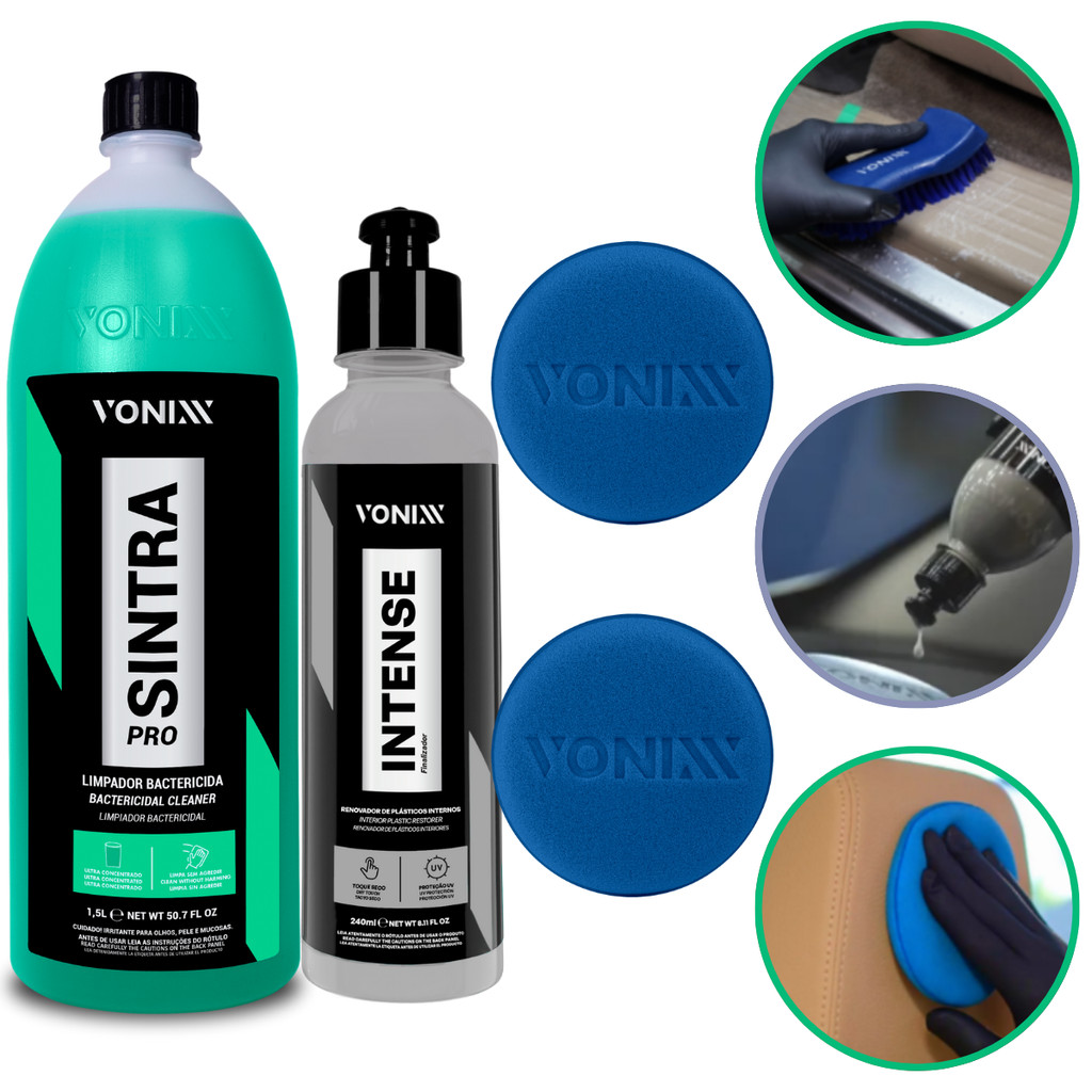 Produto Para Limpar Painel Sintra Pro 1,5l + Intense Renova Plásticos Vonixx e 2 Aplicadores em Oferta na Shopee
