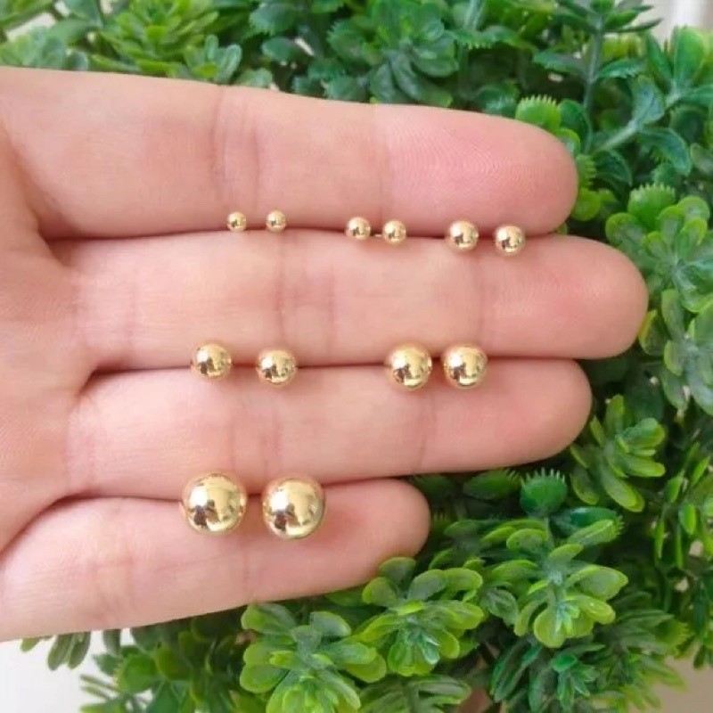 Brinco Bolinha 1mm 2mm 3mm Coloridos Par Luxo Aço