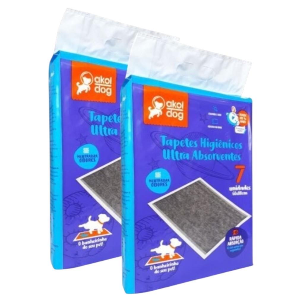 Tapete Higienico Pet Akol Dog Carvão 80x60 Com 14un