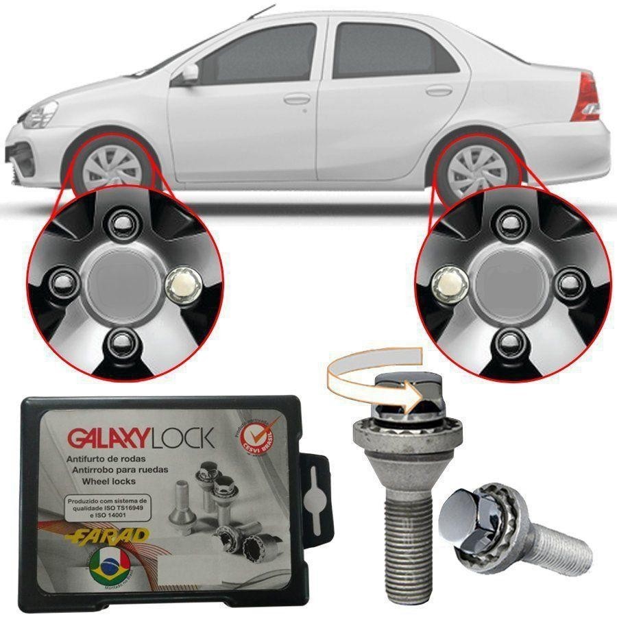 Trava Antifurto Anti Roubo de Roda Parafuso Porca Farad Galaxylock Toyota Etios Sedan 2013 à 2019