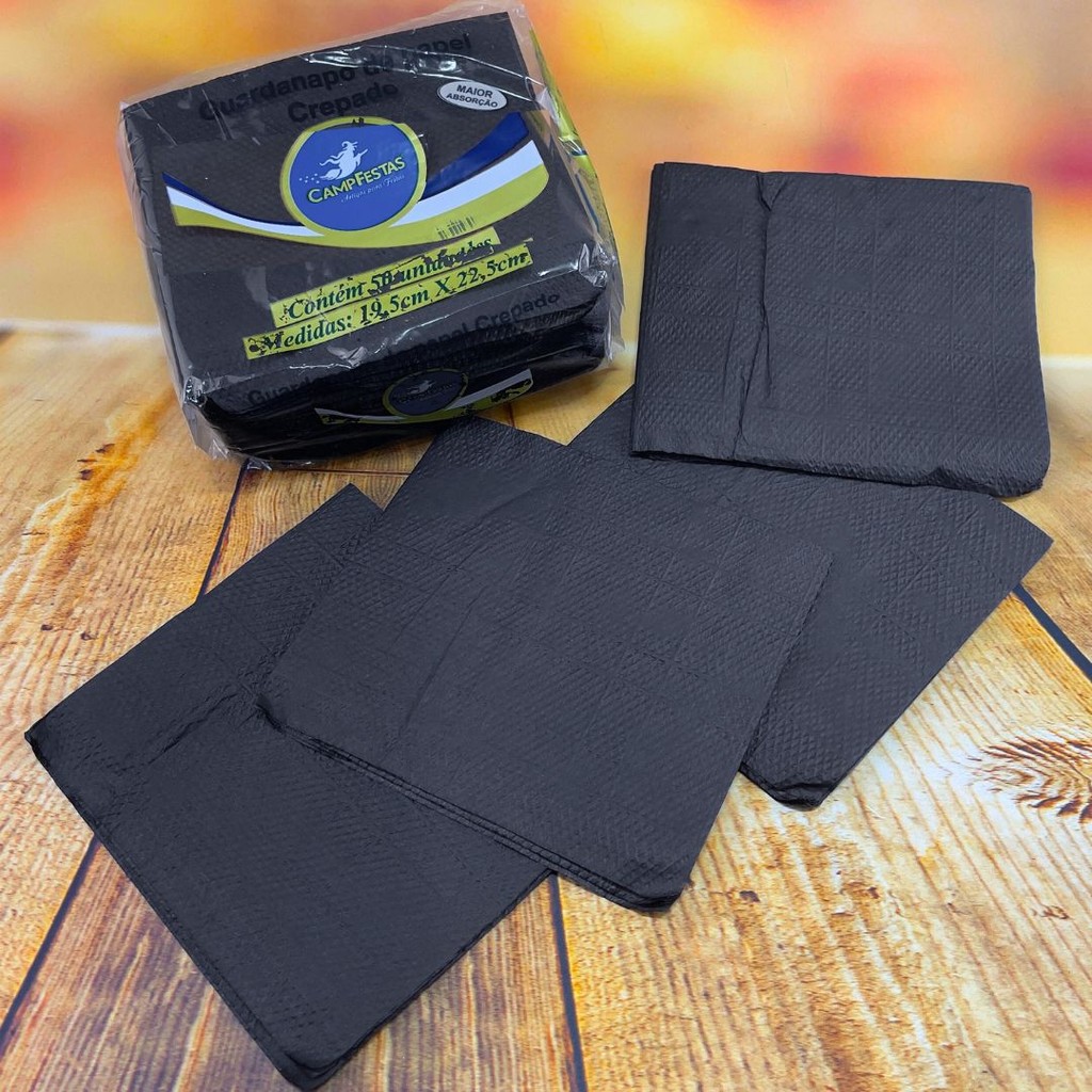 500 GUARDANAPOS PRETO  FESTA 19,5 X 22,5 CAMPFESTA em Oferta na Shopee
