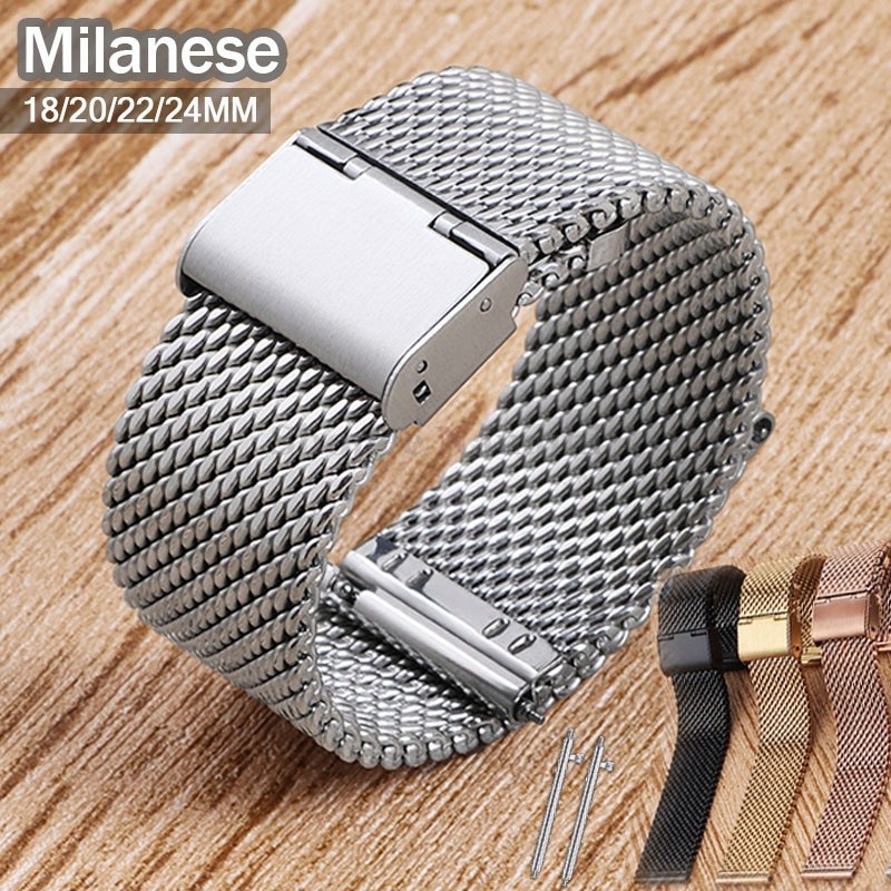 Pulseira De Relógio De Aço Inoxidável Milanese Mesh 1.0 18mm 20mm 22mm 24mm Liberação Rápida De Substituição De Metal Cl