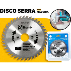 Disco Serra Circular 110mm 40T 20mm Bramix Ponta Videa P/ Corte Compensado Madeira Profissional