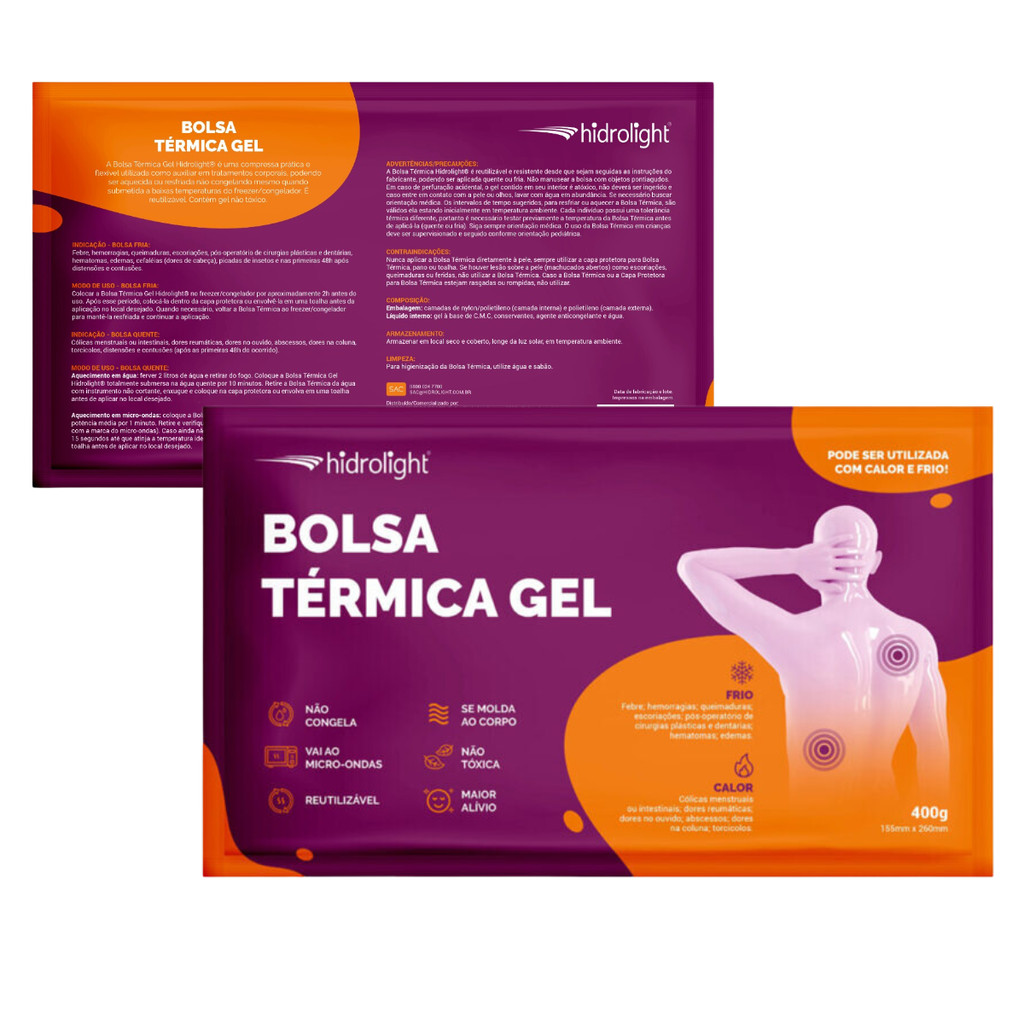 Bolsa Termica Gel 400g Hidrolight Quente e Frio Gelo Compressa Fisioterapia Joelho Pescoço em Oferta na Shopee