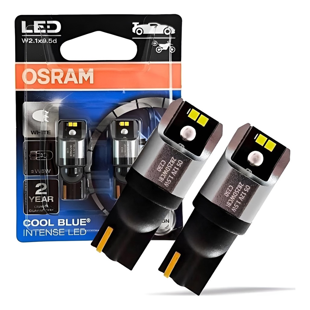 Par Lâmpada LED retrofit T10 Pingão W5W Pingo Osram 6000K Branco Frio 12V Original 350 lumens em Oferta na Shopee