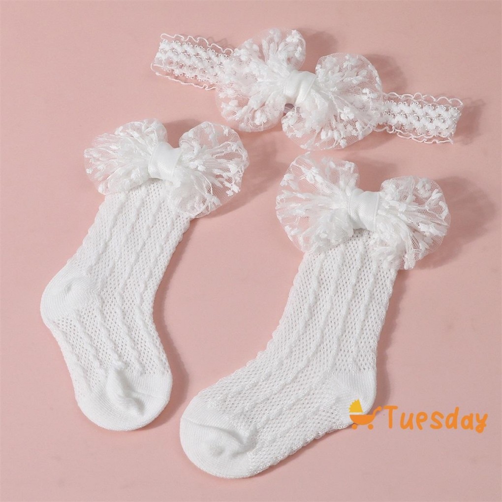 Bebê Meninas Meias Bandana Conjunto Respirável Malha Arco Princesa Para Festa De Casamento Fotografia em Oferta na Shopee