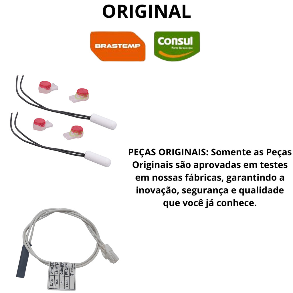 Kit 2 Sensor 2,7k Com Fusivel Termico Original Brastemp CRM39 BVG24 CRM44 BRM45 BRM53 CRM39 BRM39 Nf