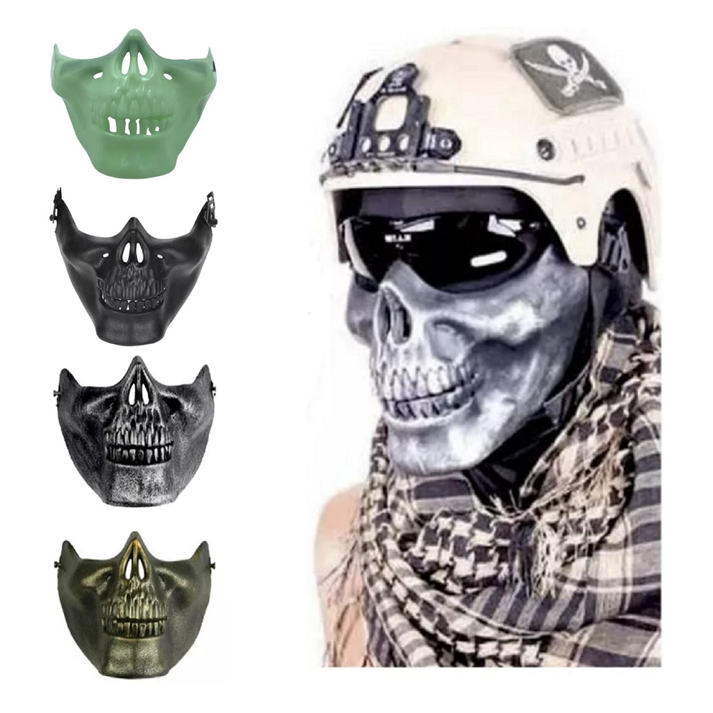 Máscara Caveira Skull Meia Face Festas Airsoft Paintball Halloween Terror