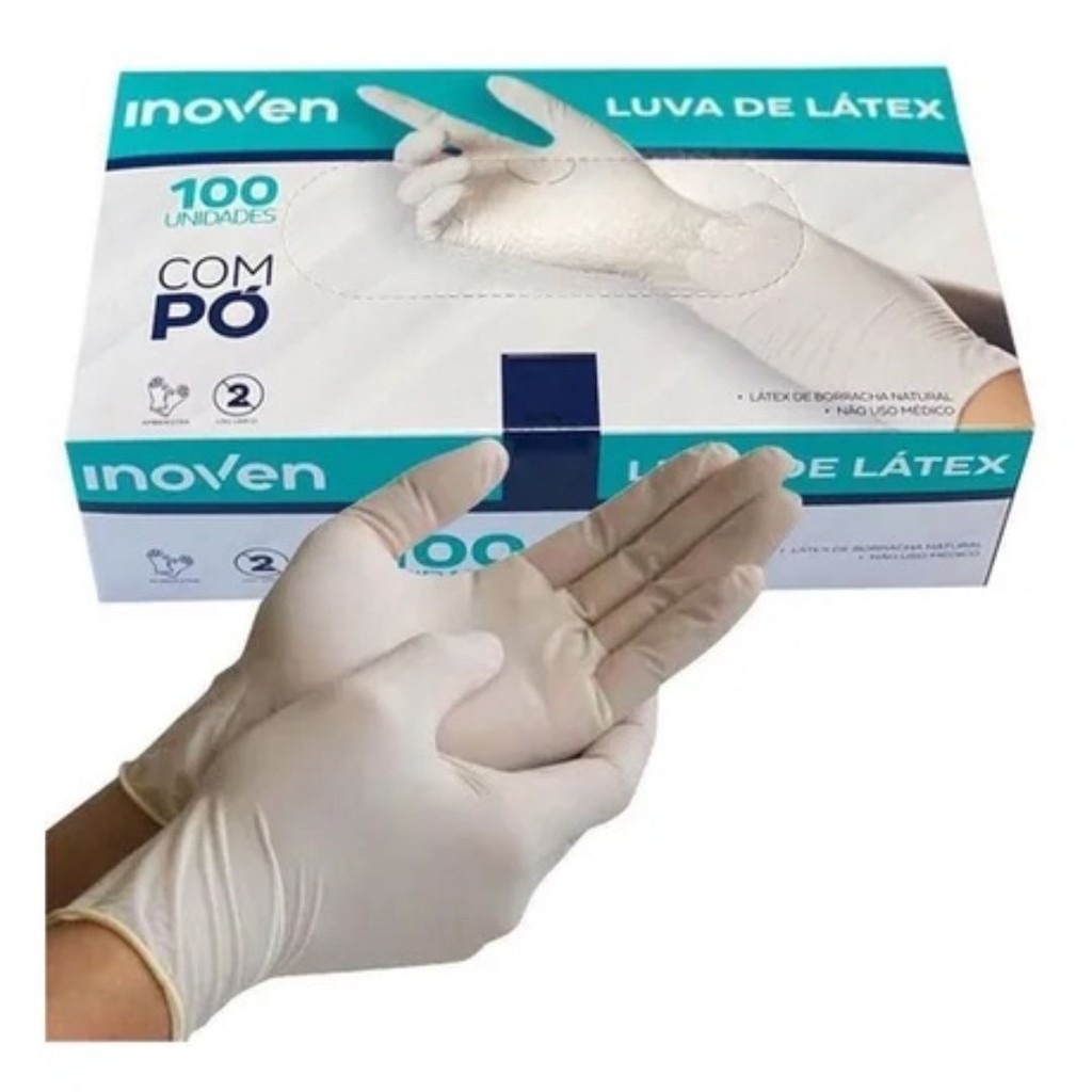 Detalhes do Luva de Látex Procedimento Com Pó Tamanho G 100 Unidades Inoven