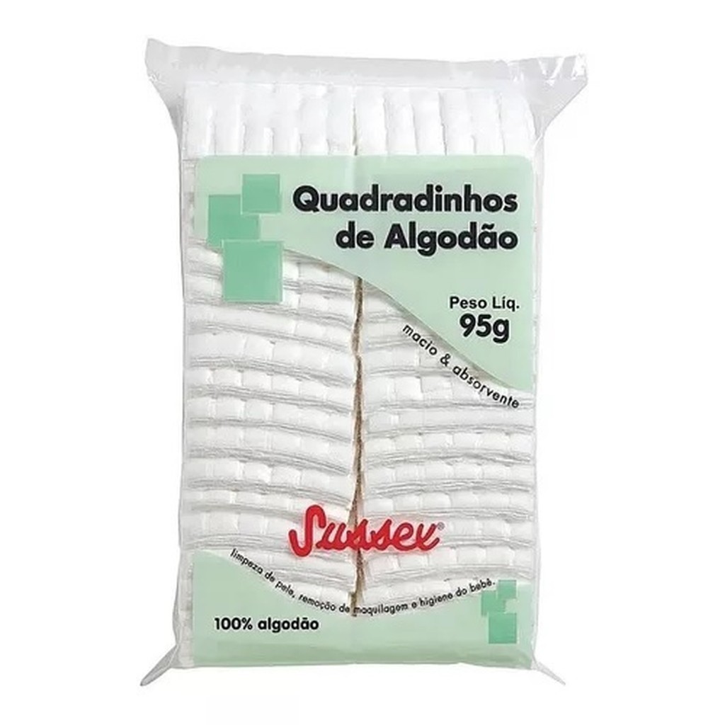 Sussex Quadradinhos de Algodão Hidrófilo - 95g, 1 Pacote