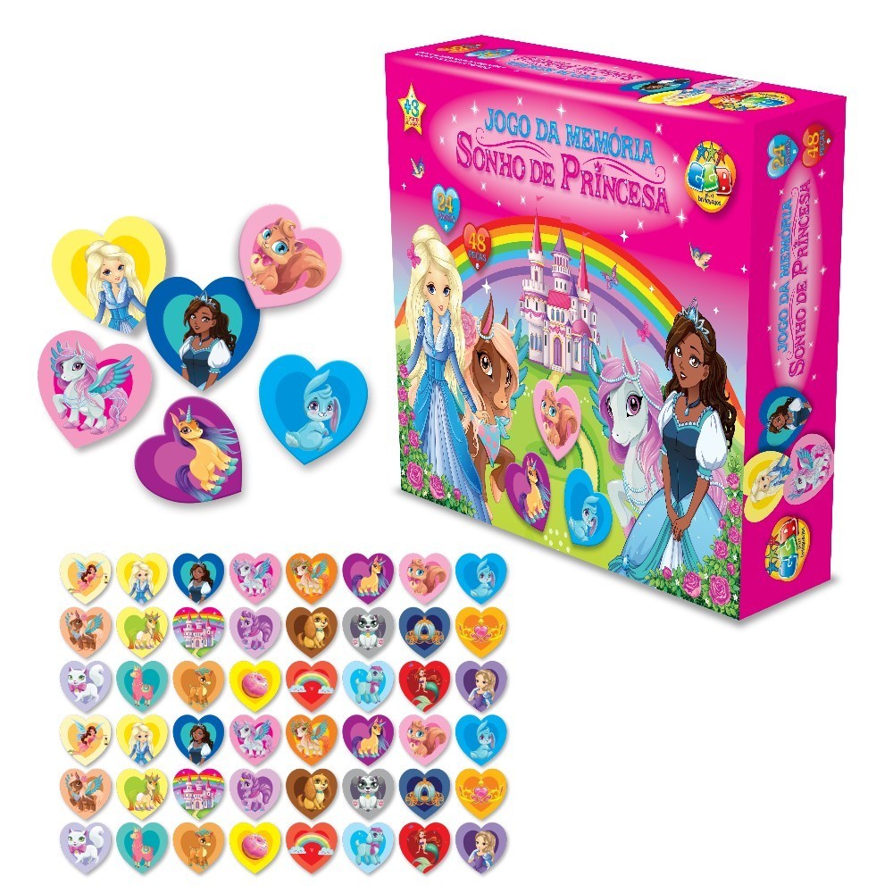 Brinquedo Infantil Jogo da Memória Sonho de Princesa 48 Peças em Oferta na Shopee