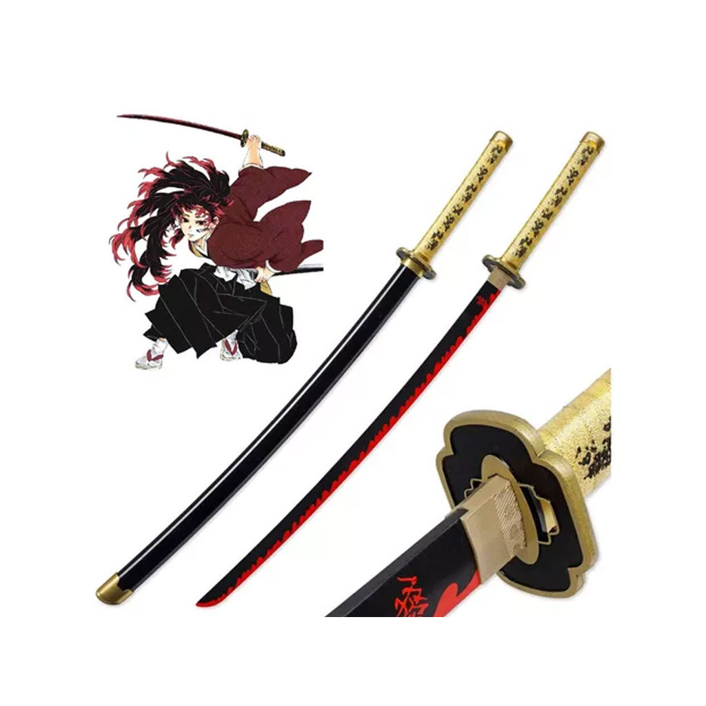 Espada Demon Slayer Kimetsu No Yaiba Katana Tsugikuni Yoriich Lamina de Bambu Cosplay Decoração