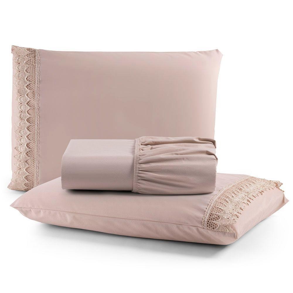 Jogo Cama Lençol Haia Casal Padrão Percal 200 Fios 100% Algodão Guipir Bordado Inglês 3 Peças - Avelã em Oferta na Shopee