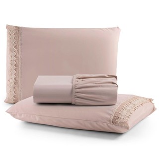 Jogo Cama Lençol Haia Casal Padrão Percal 200 Fios 100% Algodão Guipir Bordado Inglês 3 Peças - Avelã em Oferta na Shopee