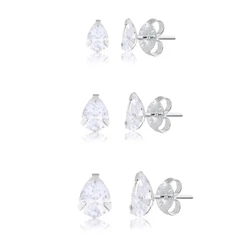 Kit trio de brincos gota prata 925