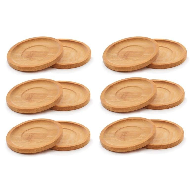 Kit 12 Porta Copo Xícara Caneca Apoio Mesa Bambu Restaurante