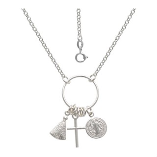 Colar Prata 925 Patuá São Bento/Cruz/Nossa Senhora Aparecida em Oferta na Shopee